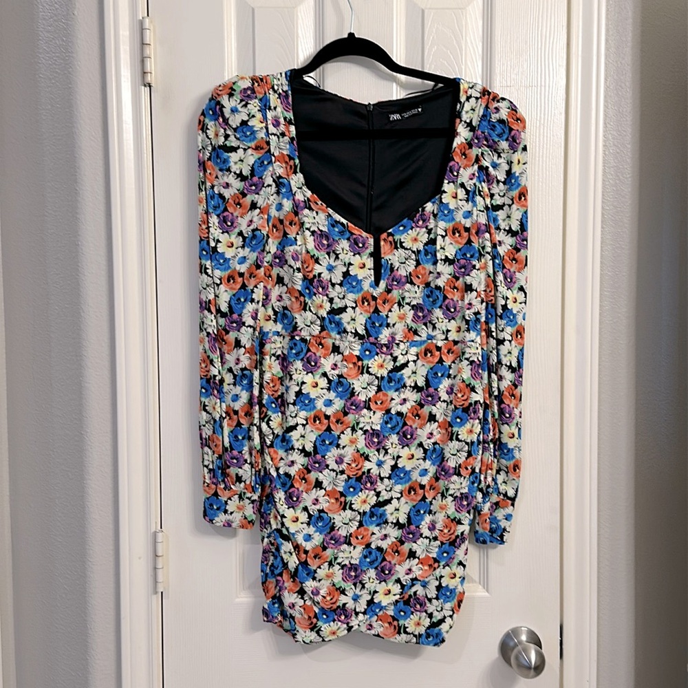 Zara black floral dress